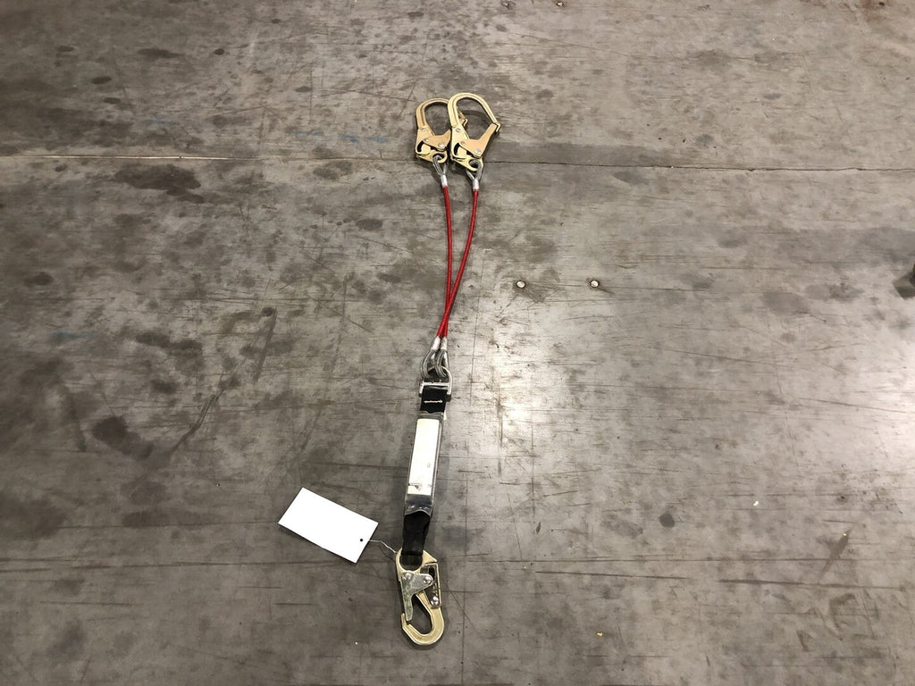 PEAKWORKS Shock Absorbing Lanyard - SP- Twin Leg - GALV. Cable - Snap 