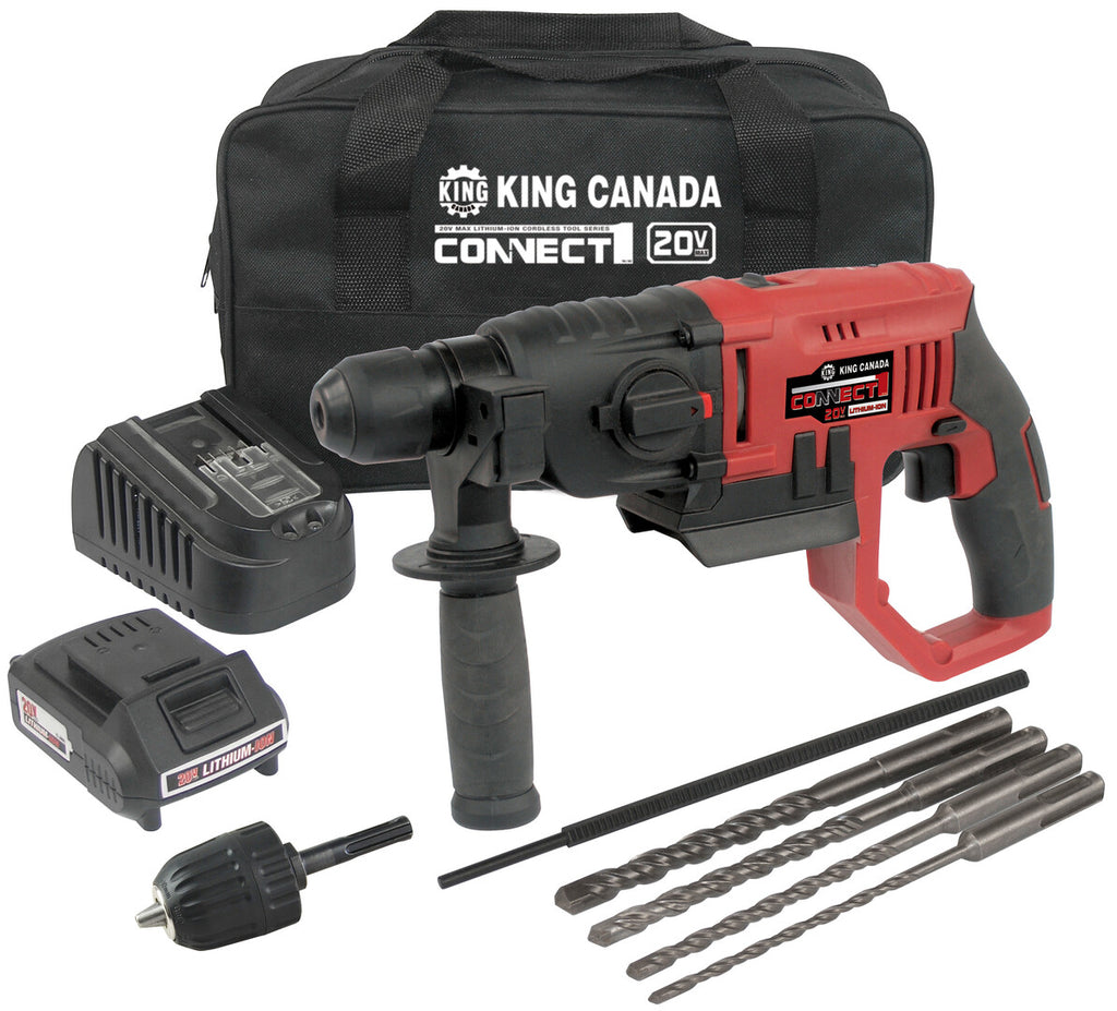 KING CANADA Connect 1 20 volts Max Li-Ion Cordless Hammer Drill Kit No. 8045LK-BC