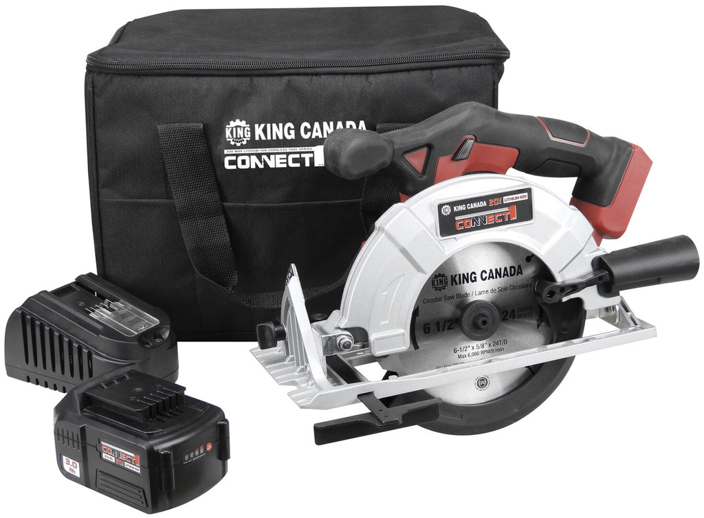 KING CANADA Connect 1 20 volts Max Li-Ion Cordless 6-1/2" Circular Saw No. 8050LK-BC