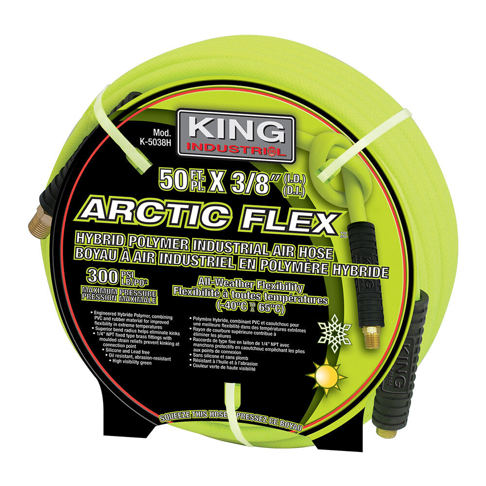 KING CANADA Arctic Flex 3/8" x 50' Hybrid Polymer Industrial Air Hose No. K-5038H