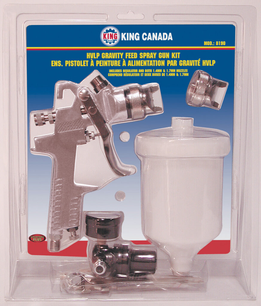 KING CANADA Performance Plus HVLP Gravity Feed Spray Gun Kit No. 8190