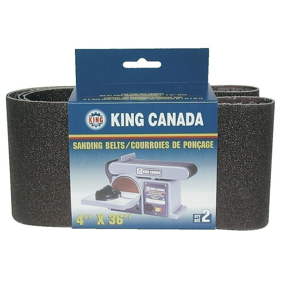 KING CANADA 2 pc. 4" x 36" 120 Grit Wood Sanding Belts Kit No. SB-436-K-120