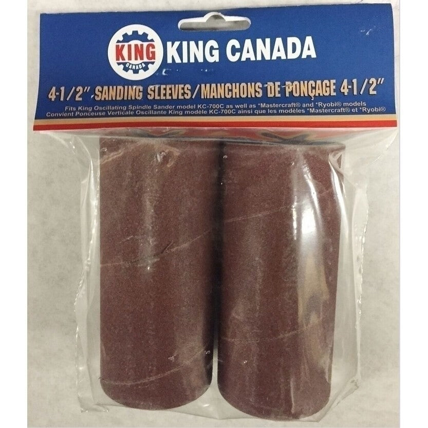 KING CANADA 2 pc. 4-1/2" x 1-1/2" 80 Grit Wood Sanding Sleeve Kit No. SL-415-K-80 