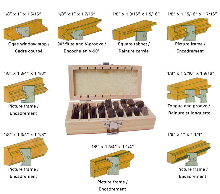KING CANADA 10 Pc. High Speed Steel Moulding Knife Set No. K-4509K 