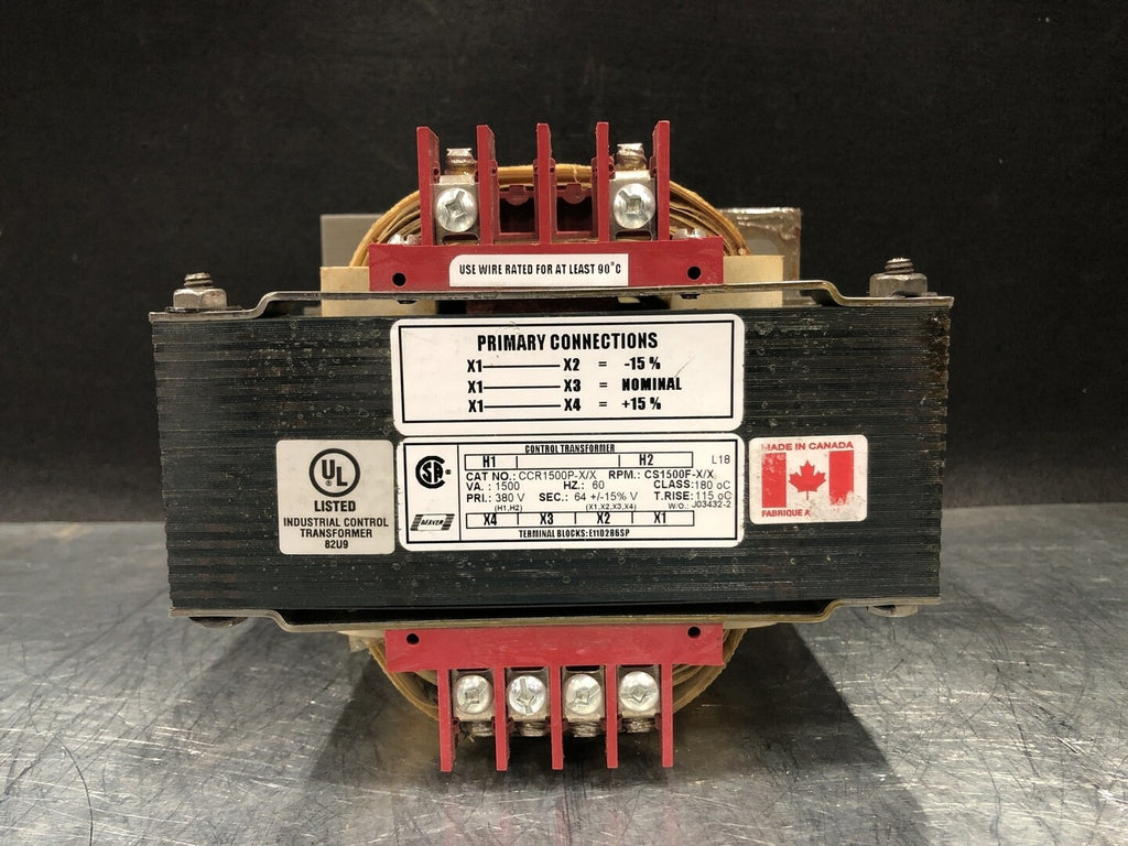 BEAVER 1500 VA Control Transformer, 380 pri. volts, 64 sec. volts CCR1500P-X/X