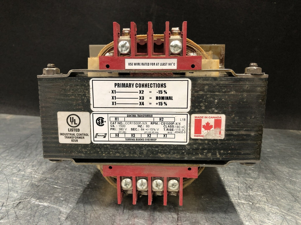 REX POWER MAGNETICS 1.5 kVA Transformer, 380 pri. volts, 64/15 sec. volts CCR1500P-X/X