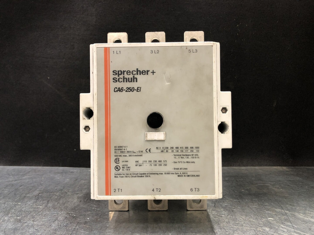 SPRECHER + SCHUH 250 Amp, 3 Pole, 1NO + 1NC, 120 VAC Coil Contactor CA6-250-EI-11
