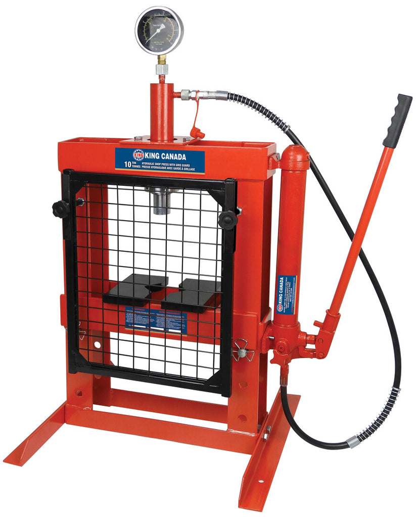 KING CANADA 10 Ton Hydraulic Shop Press w/ Grid Guard No. KHP-10T-GGN 