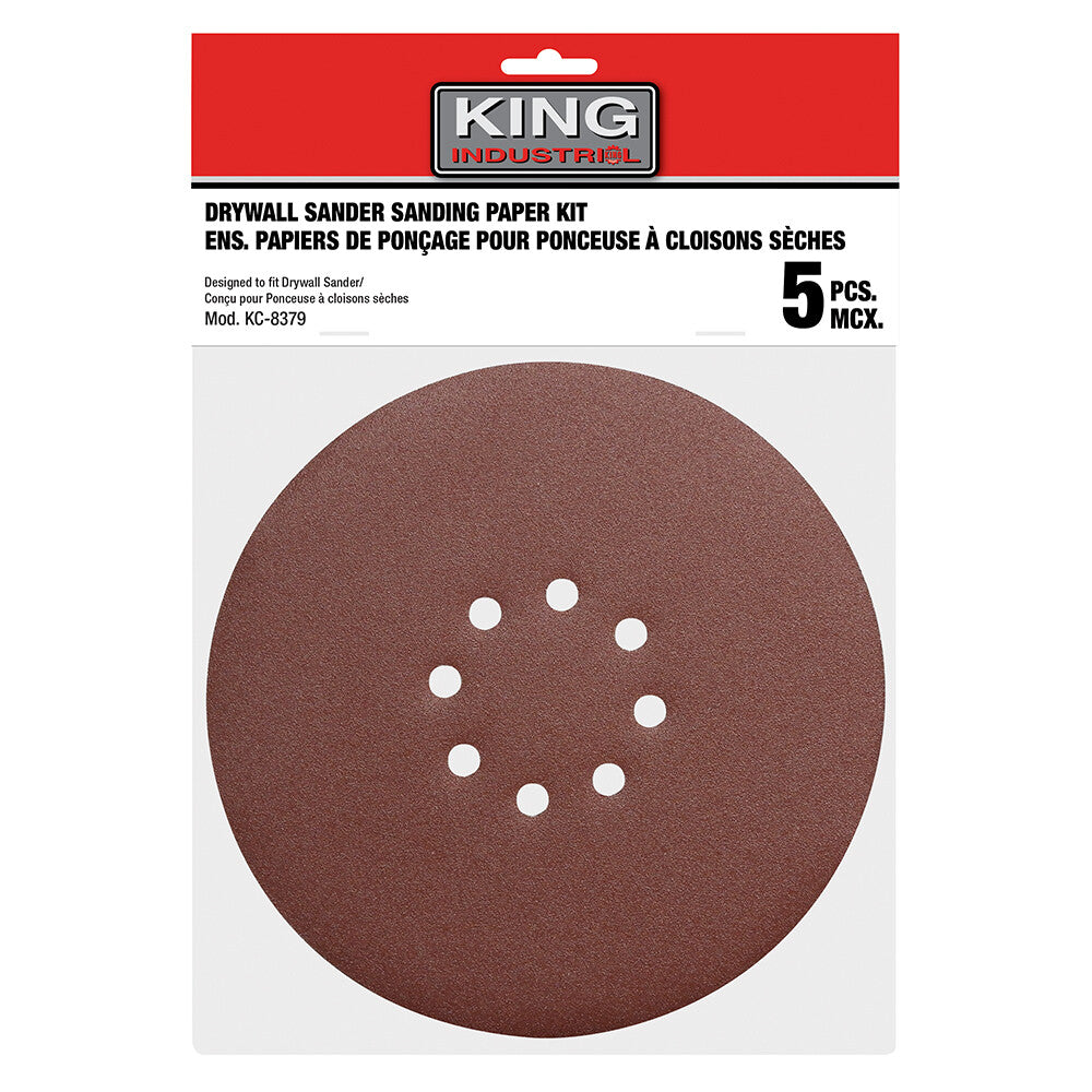 KING CANADA 5 PC. 8-7/8" -80 Grit Sanding Paper Kit No. SD-878-K-80 