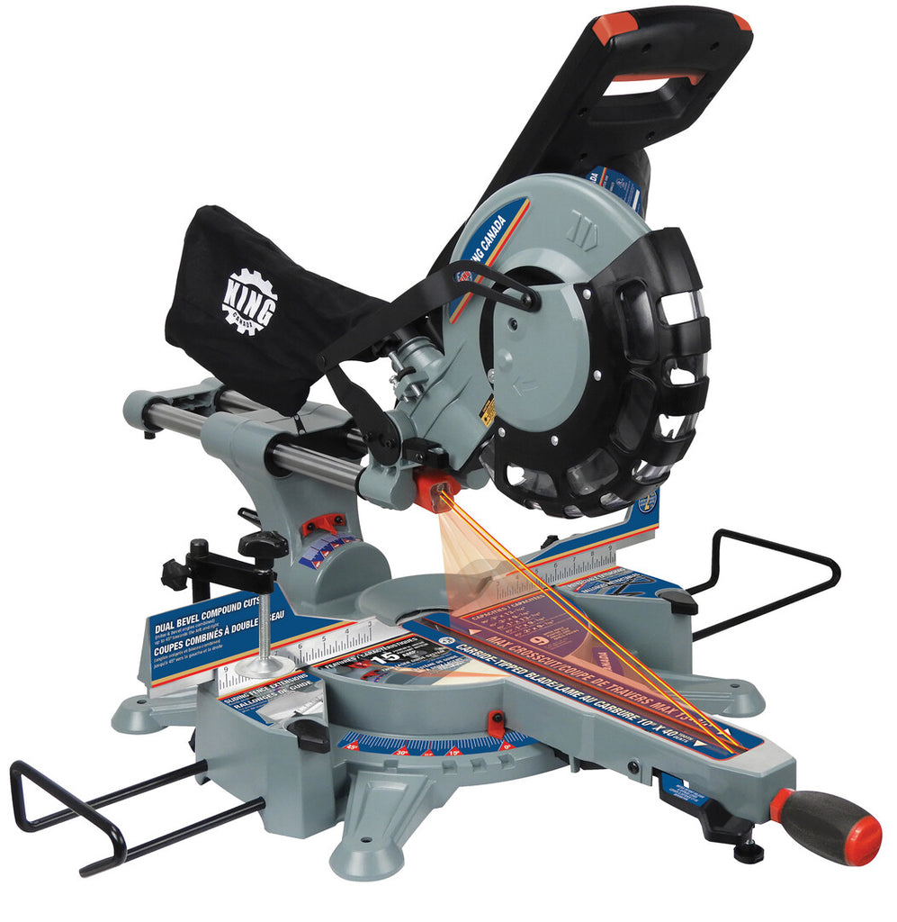 KING CANADA 10" Dual Bevel Sliding Compound Miter Saw w/ Twin Laser No. 8385NS 