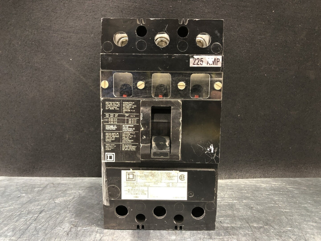 SQUARE D 225 Amp, 3 Pole, 600 Volts Circuit Breaker 