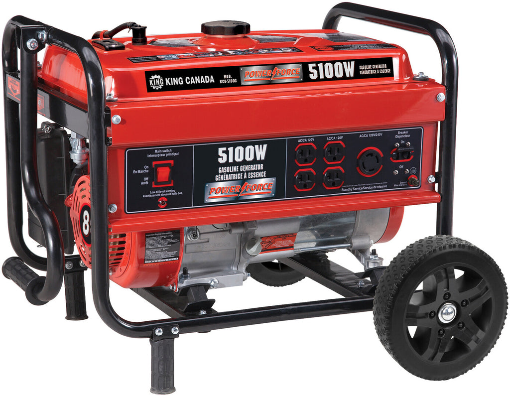 KING CANADA Power-Force 5100W Gasoline Generator w/ Wheel Kit No. KCG-5100G 