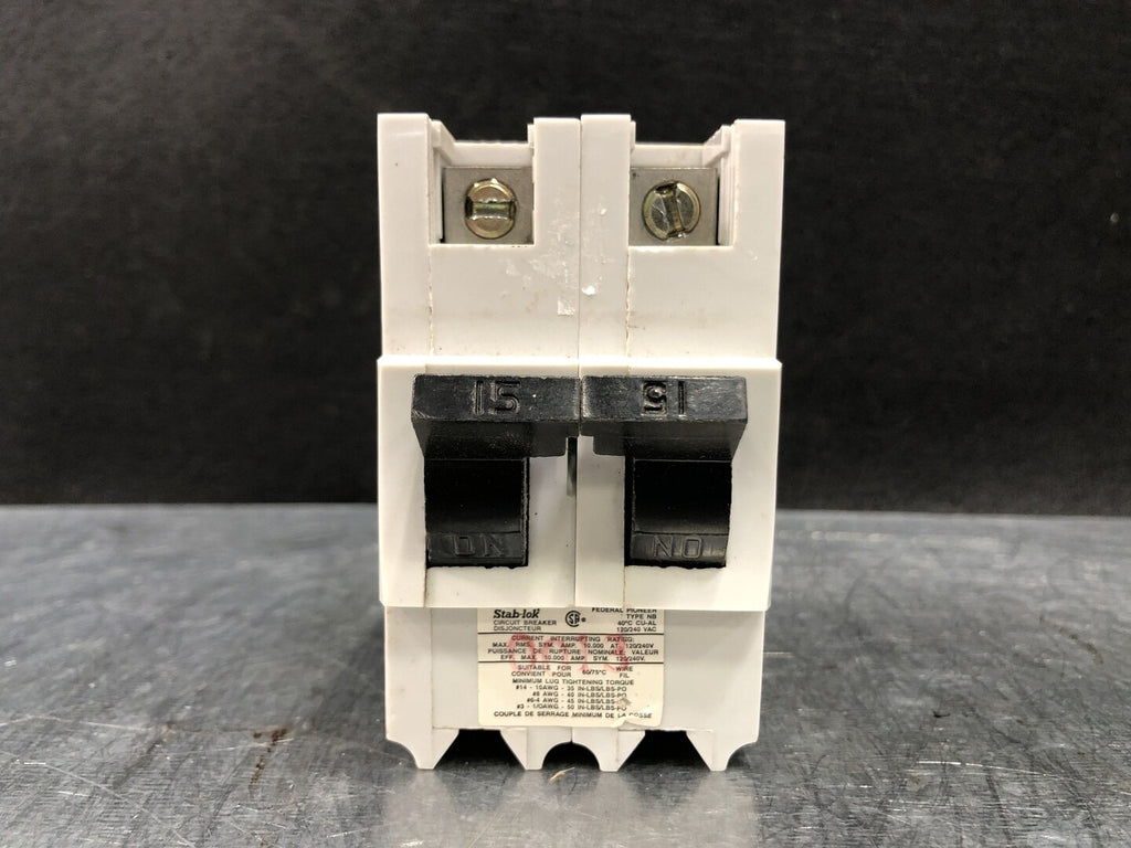 FEDERAL PIONEER 15 Amp, 2 Pole, 120/240 volts Circuit Breaker NB215