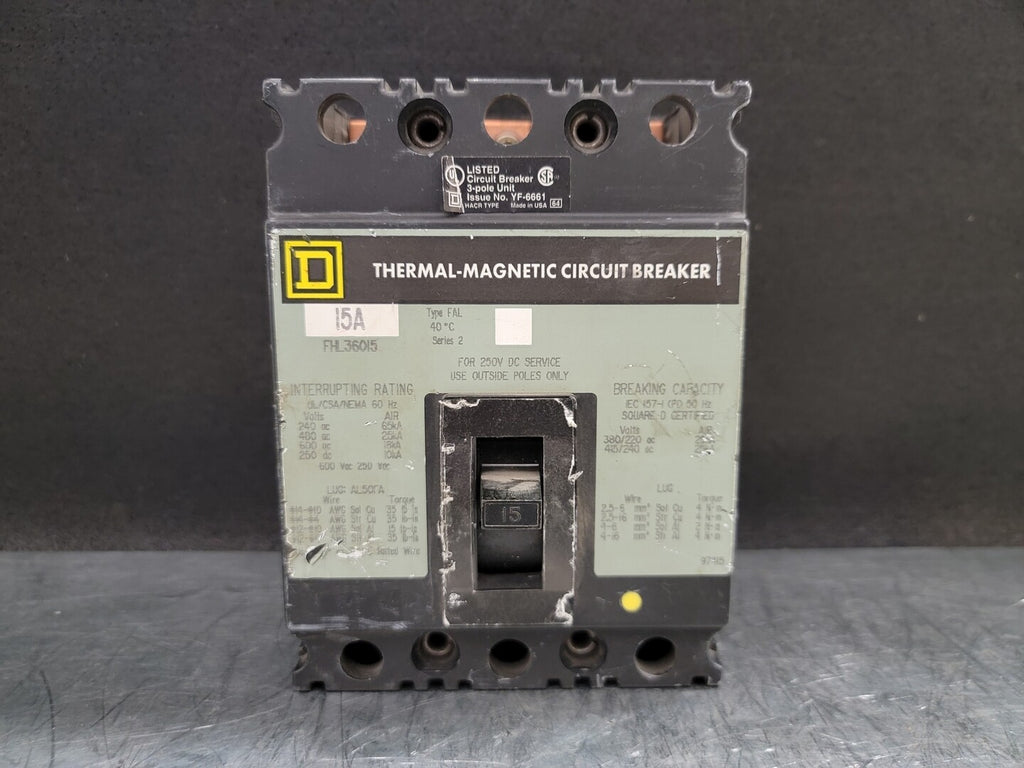 SQUARE D 15 Amp, 3 Pole, 240 volts Circuit Breaker FHL36015