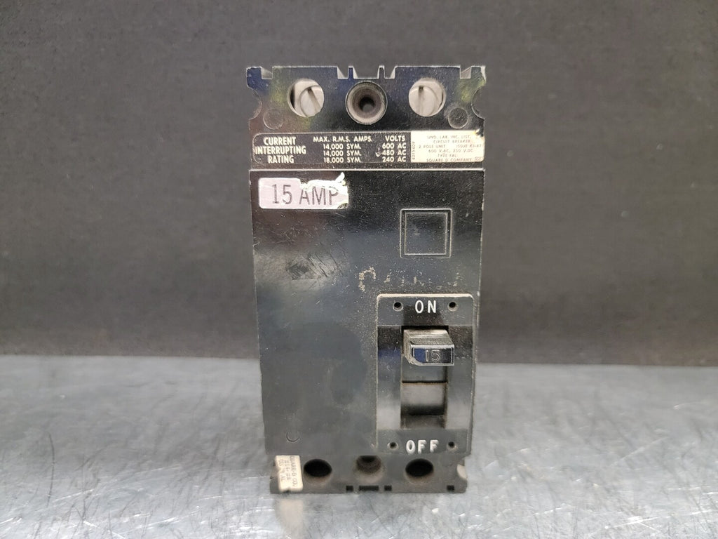 SQUARE D 15 Amp, 2 Pole, 600 volts Circuit Breaker FAL26015