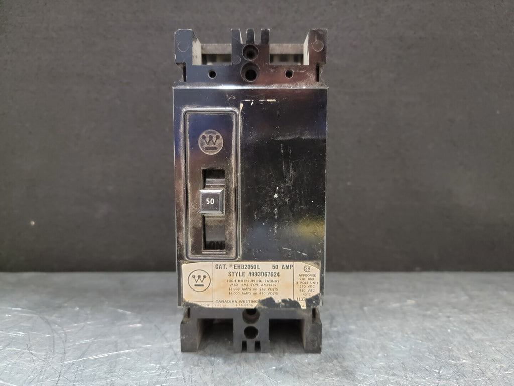 WESTINGHOUSE 50 Amp, 2 Pole, 480 Volts Circuit Breaker EHB2050L