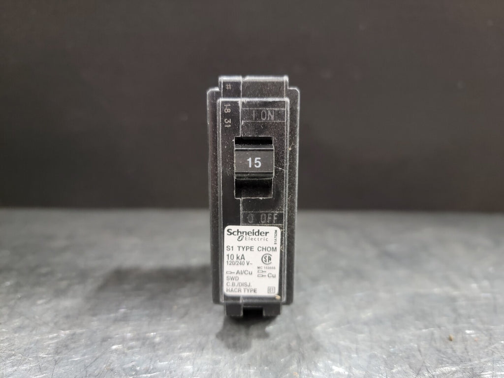 SCHNEIDER ELECTRIC 15 Amp, 1 Pole, 120/240 volts Circuit Breaker CHOM115