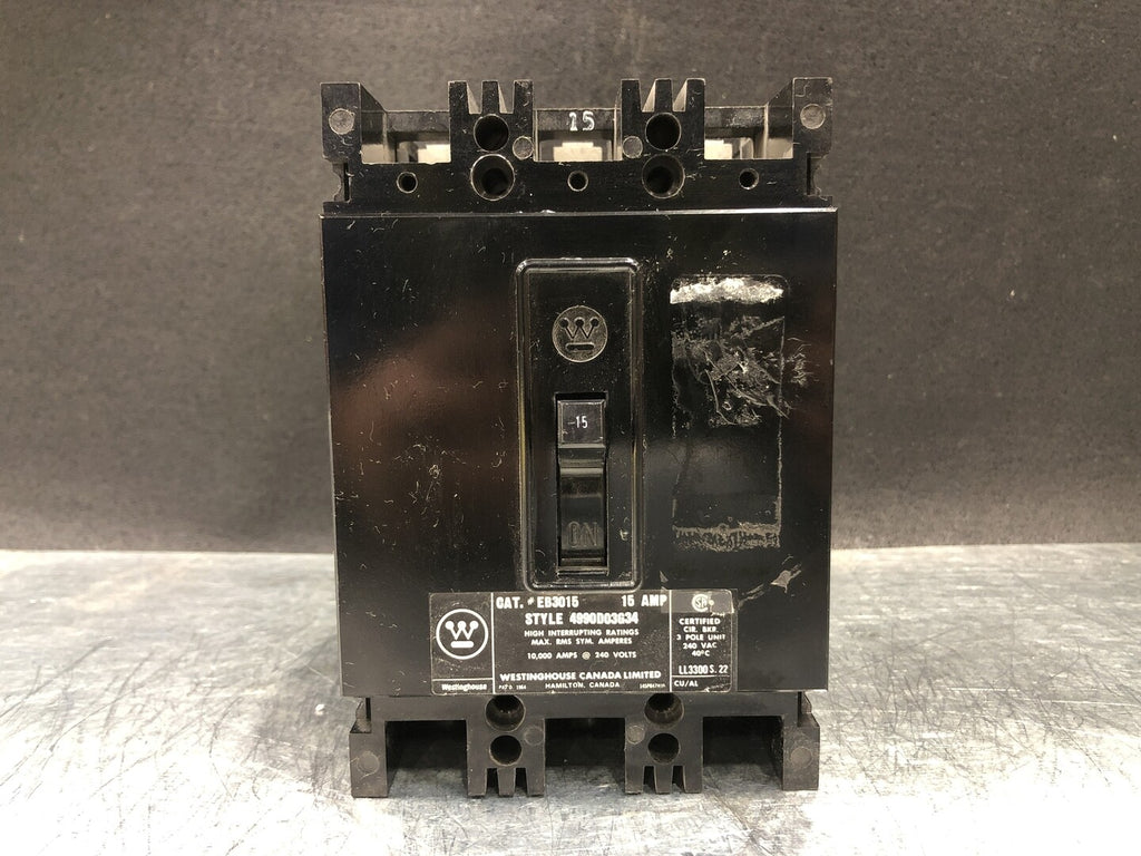 WESTINGHOUSE 15 Amp, 3 Pole, 240 volts Circuit Breaker EB3015