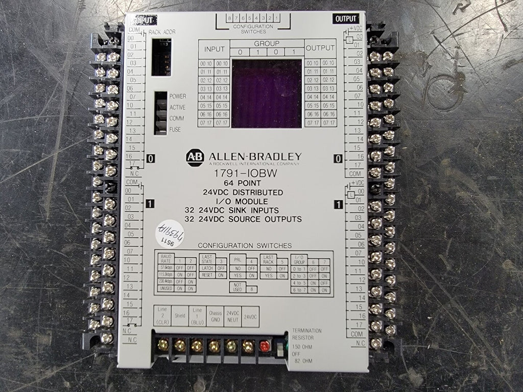 ALLEN-BRADLEY 64 Point 24 VDC Distributed I/O Module 1791-IOBW, Series A
