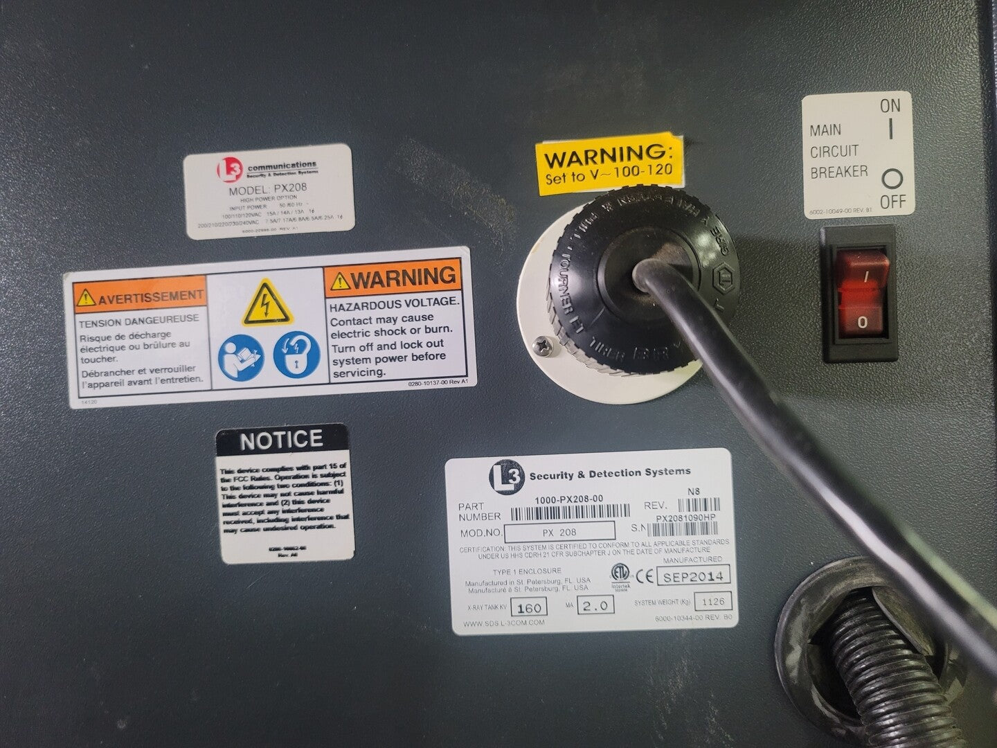 L3 COMMUNICATIONS X-Ray Inspection System PX 208