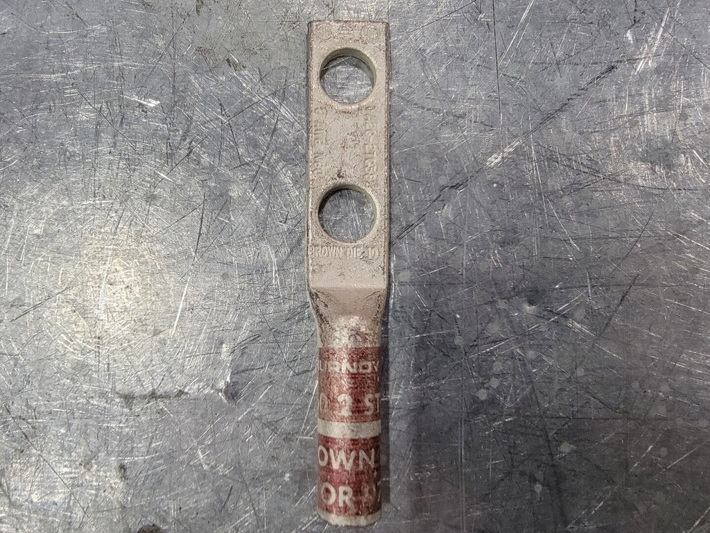 BURNDY 2 AWG 2 Hole Compression Lug Brown Die 10, YA2C2TC38