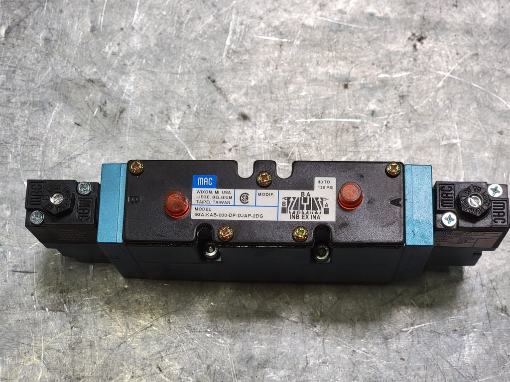MAC Pneumatic Solenoid Pilot Operated Valve 93A-KAB-000-DP-DJAP-2DG, 30-120PSI