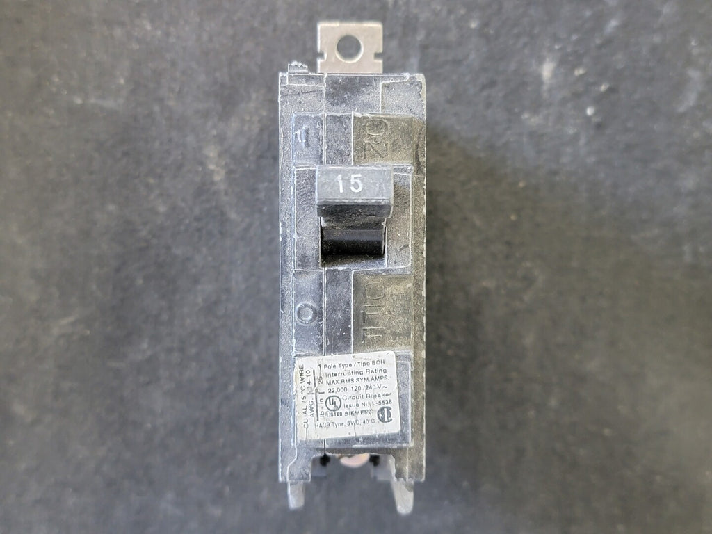 SIEMENS 15 Amp, 1 Pole, 120/240 volts Circuit Breaker BQ1B015H