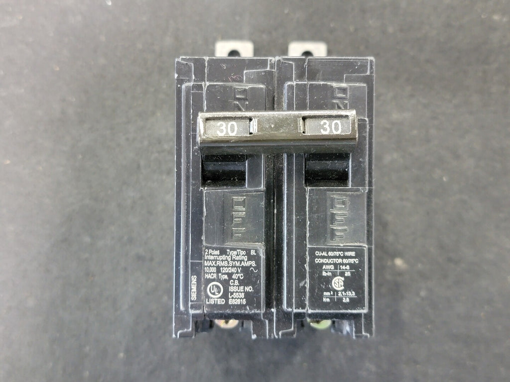 SIEMENS 30 Amp, 2 Pole, 120/240 Volts Circuit Breaker B230