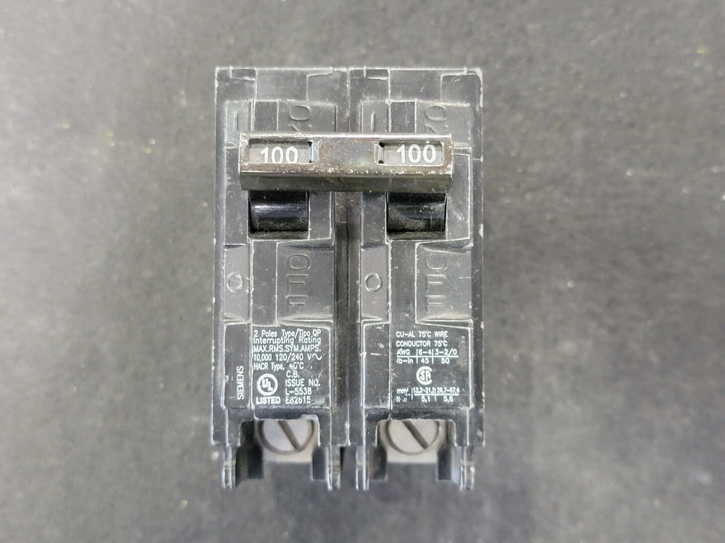 SIEMENS 100 Amp, 2 Pole, 120/240 volts Circuit Breaker Q2100