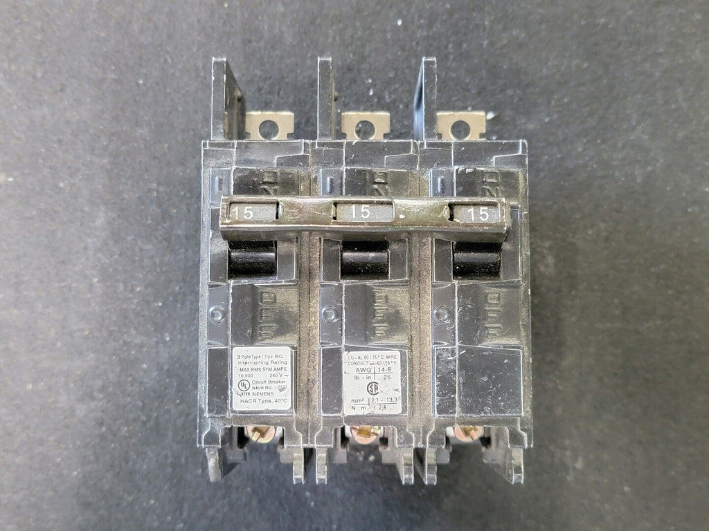 SIEMENS 15 Amp, 3 Pole, 240 volts Circuit Breaker BQ3B015