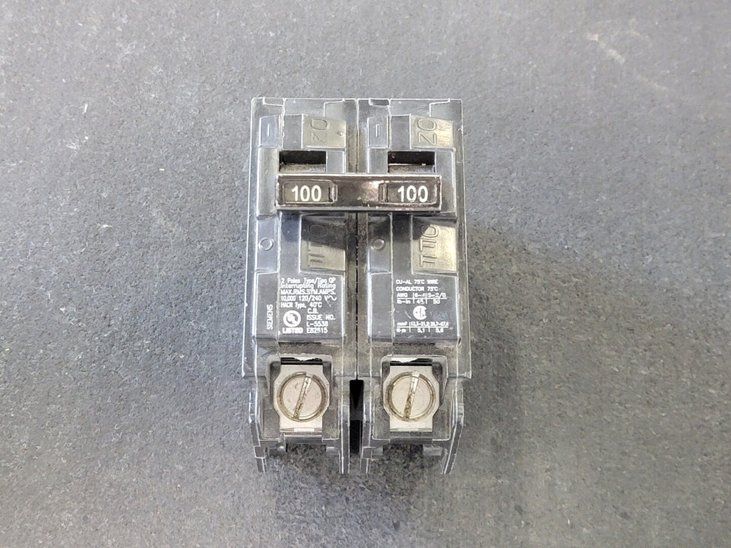 SIEMENS 100 Amp, 2 Pole, 120/240 Volts Circuit Breaker Q2100