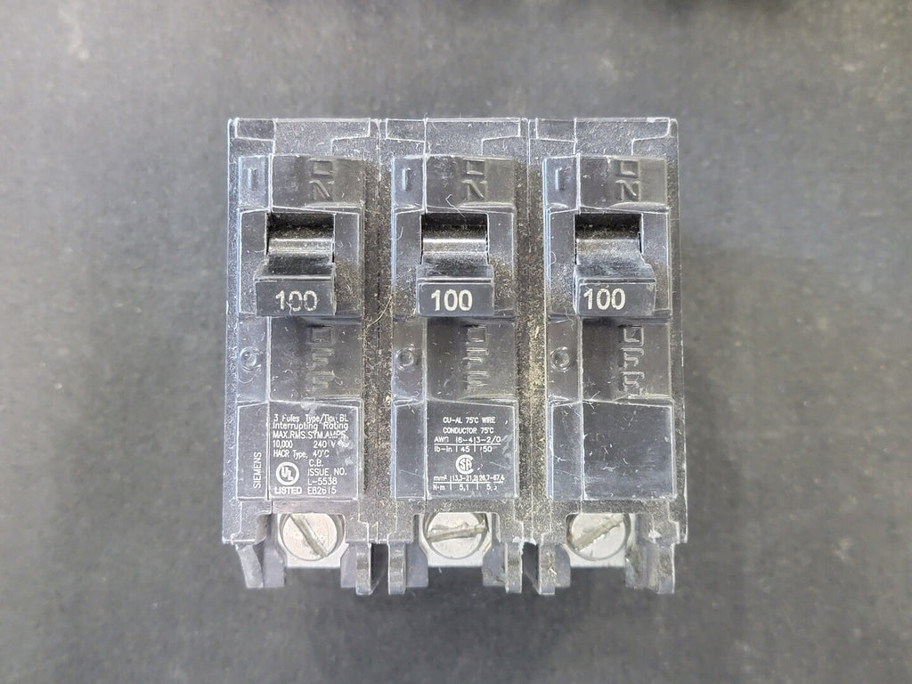 SIEMENS 100 Amp, 3 Pole, 240 volts Circuit Breaker B3100