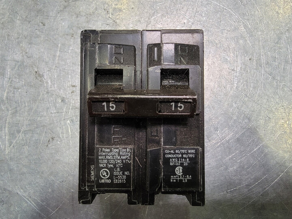 SIEMENS 15 Amp, 2 Pole, 120/240 volts Circuit Breaker B215