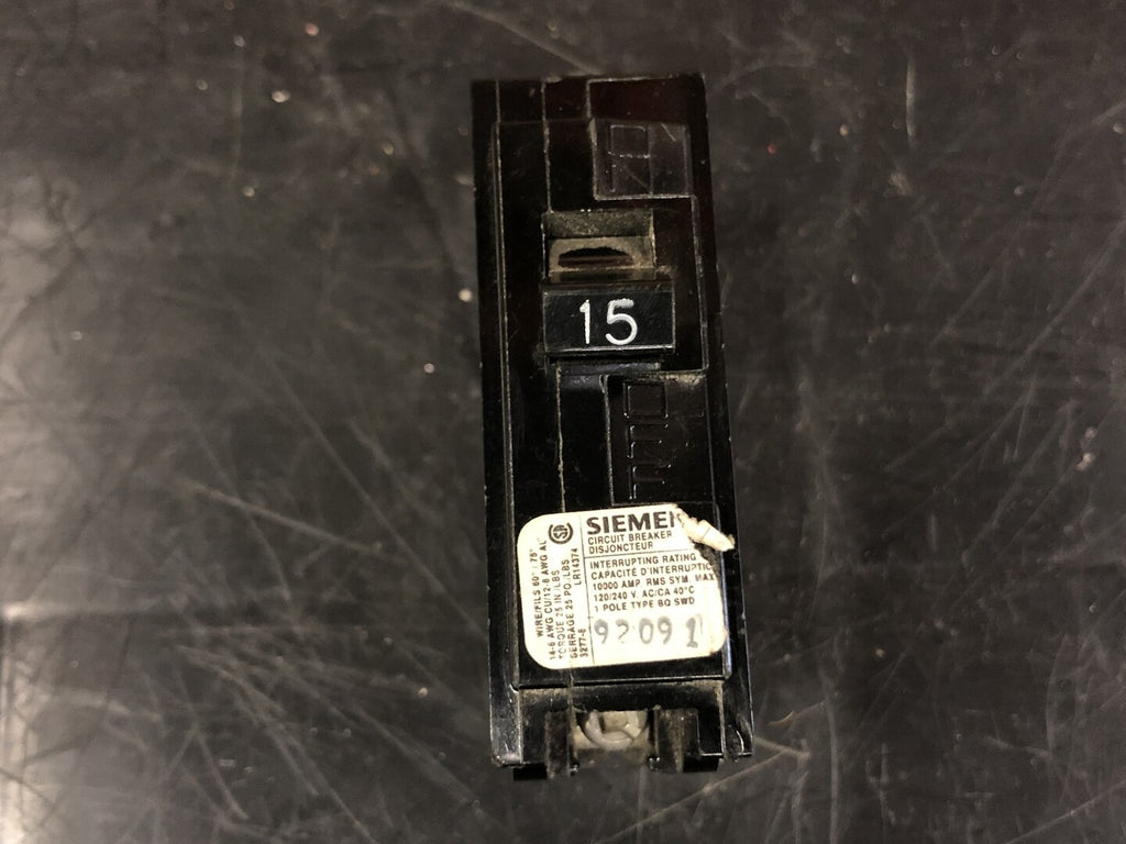 SIEMENS 15 Amp, 1 Pole, 240 volts Circuit Breaker BQ115SWD 