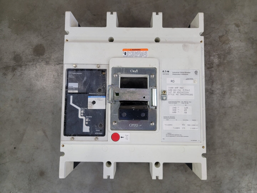 EATON 1600 Amp, 3 Pole, 600 Volts Circuit Breaker RD316T32W 