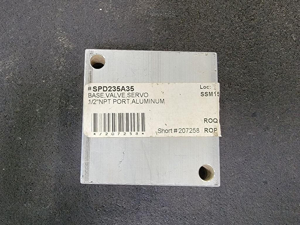 PARKER FILTRATION Servo Valve Base/ Subplate No. SPD23SA35, 1/2" NPT Port, Aluminum