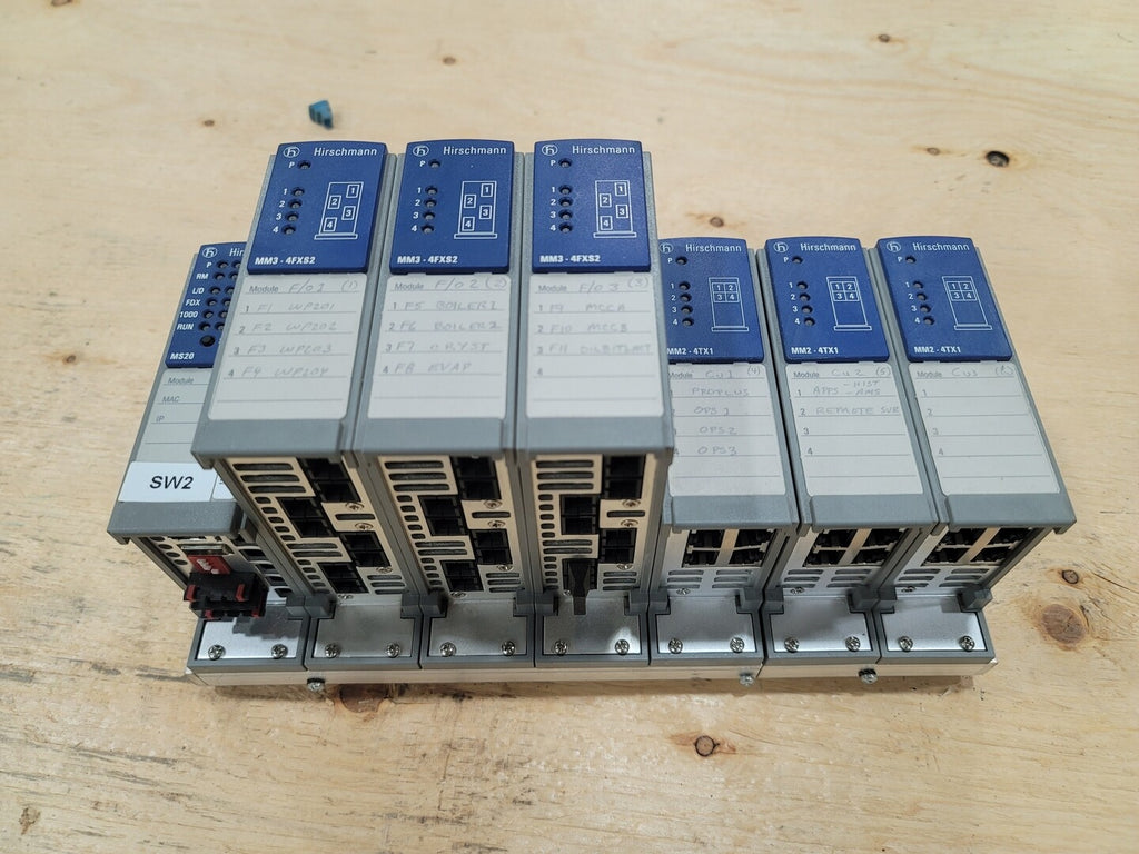 HIRSCHMANN MICE Ethernet Switch MS20-1600SAAEHH02.0.02 w/ Media Module, Backplane Extension