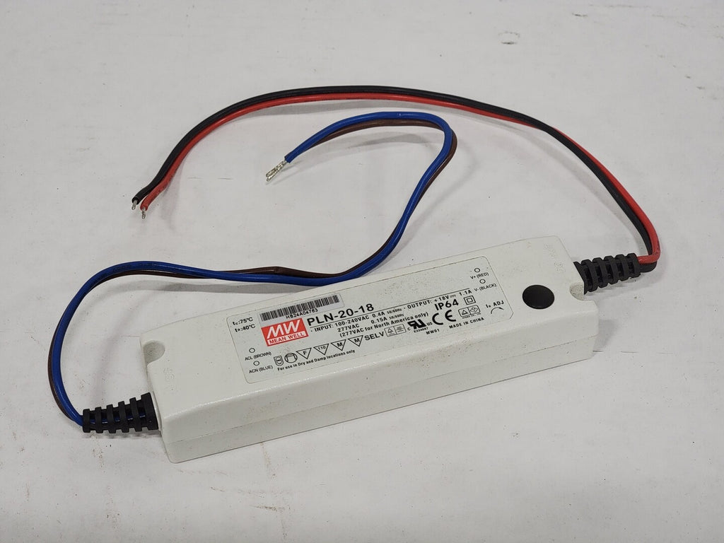 MEAN WELL 120/240 Volts 19.8W AC-DC Single Output LED Power Supply PLN-20-18