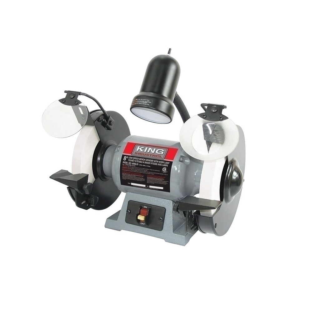 KING CANADA 8" Low-Speed Bench Grinder w/ Lights
