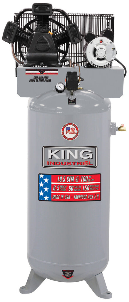 KING CANADA 6.5 hp, 18.5 CFM, 150 PSI High Output 60 Gallon Air Compressor No. KC-5160V2