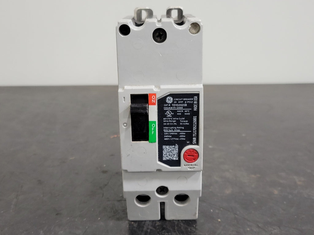 GENERAL ELECTRIC 20 Amp, 2 Pole, 480 volts Circuit Breaker TEYD2020B