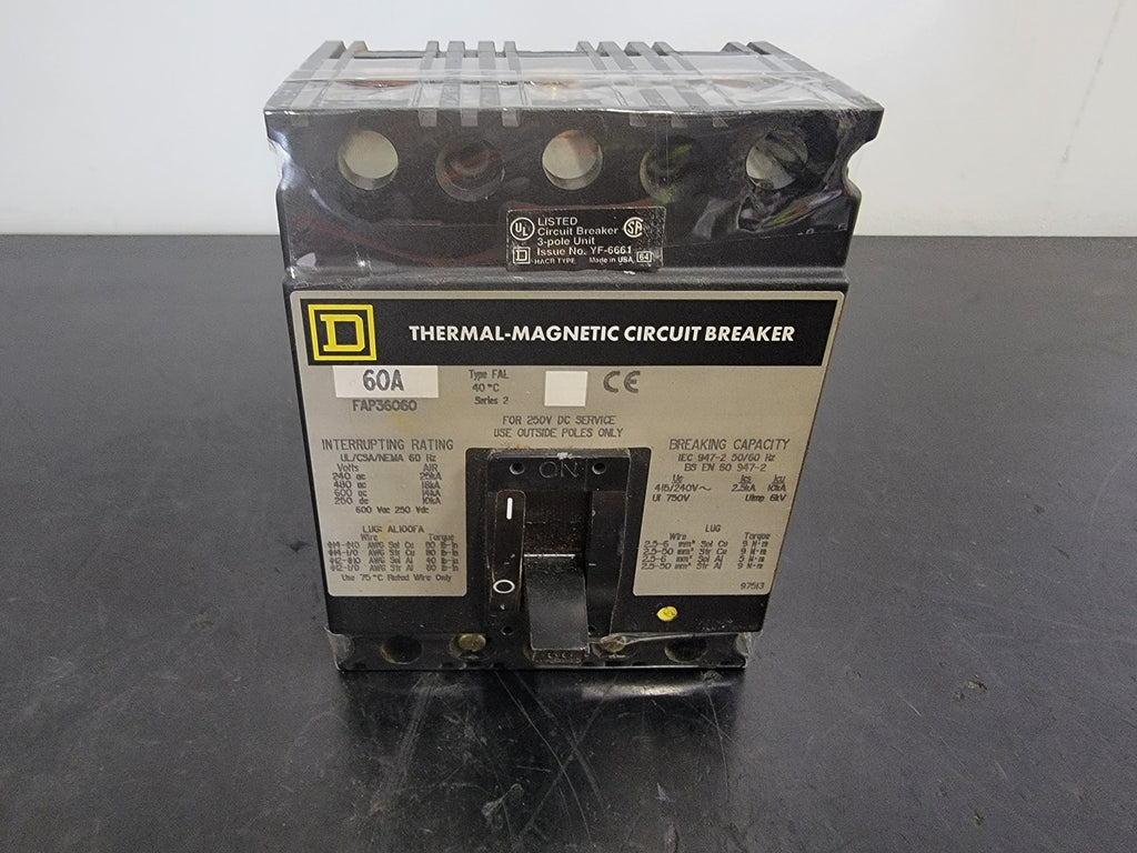 SQUARE D 60 Amp, 3 Pole, 600 Volts Circuit Breaker FAP36060
