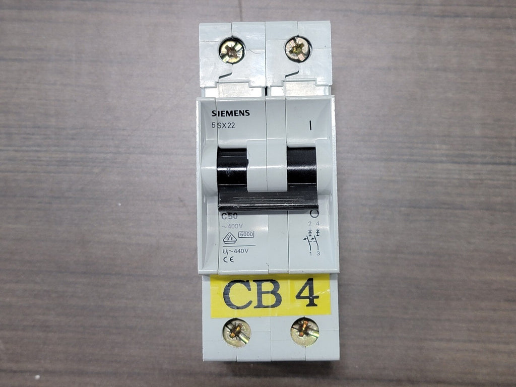SIEMENS 50 Amp, 2 Pole, 480 Volts Circuit Breaker 5SX22-C50 
