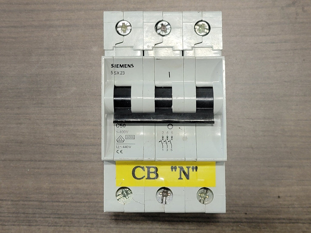 SIEMENS 50 Amp, 3 Pole, 480 Volts Circuit Breaker 5SX23-C50