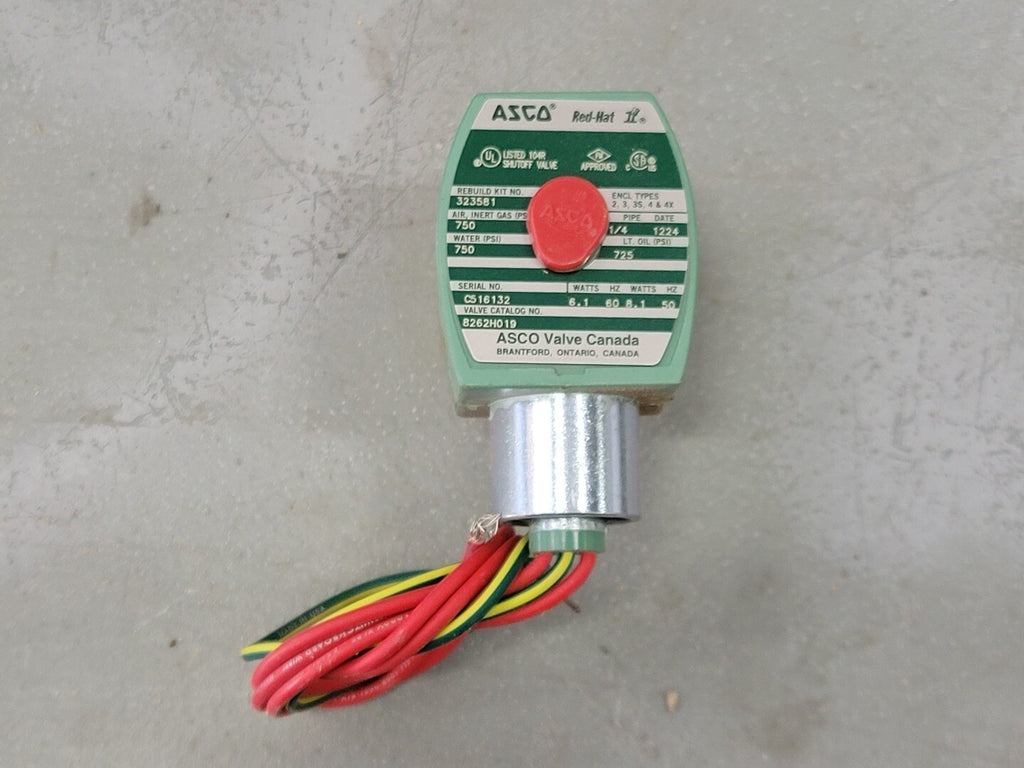 ASCO 1/4" NPT 120V Brass 2 Way Solenoid Valve 8262H019