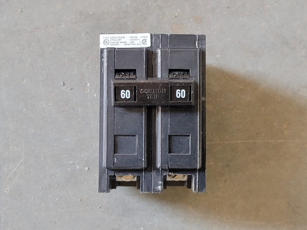 CUTLER-HAMMER 60 Amp, 2 Pole, 120/240 Volts Circuit Breaker BAB2060