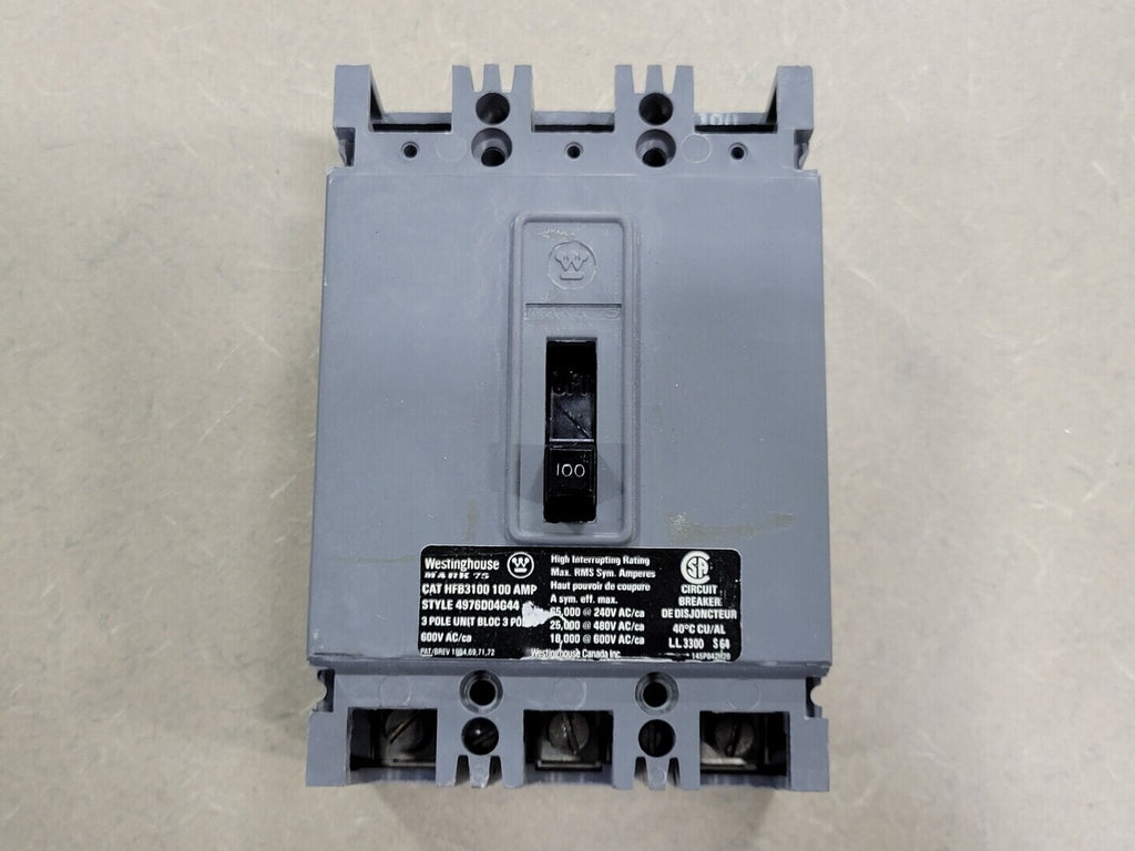 WESTINGHOUSE 100 Amp 3 Pole 600 volts Circuit Breaker HFB3100