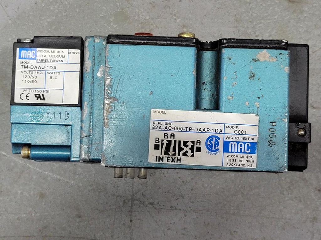 MAC Valve 82A-AC-000-TP-DAAP-1DA W/ Solenoid Valve TM-DAAJ-1DA