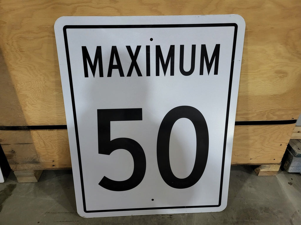 Maximum 50 Speed Limit Road Sign 24" x 30"