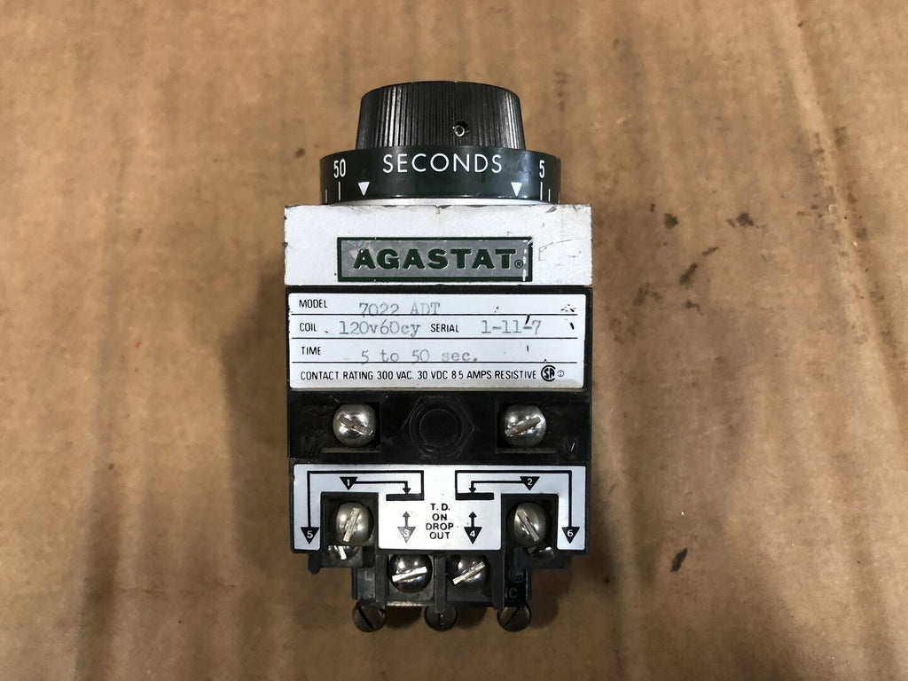 AGASTAT 10 Amp Time Delay Relay 7022 ADT 